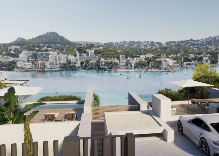 V-2784 Moderne Villa in Santa Ponsa mit zwei Pools und Meerblick, fußläufig zum Strand