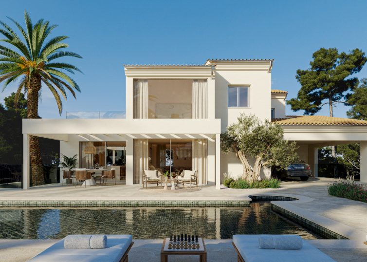 4964 PROJEKT! Moderne Villa in Santa Ponsa mit Blick auf das Meer & die Berge, mit Ferienvermietungslizenz!