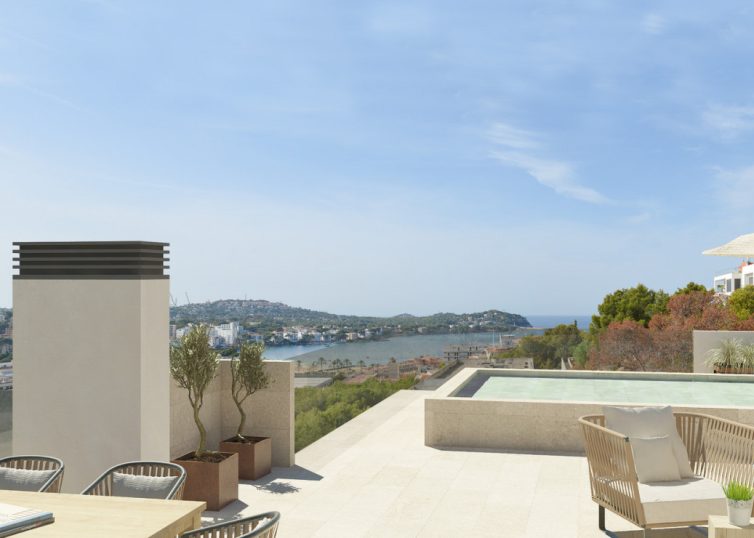 P-3109_3 PROJEKT! Penthouse mit privater Pool-Terrasse und Meerblick in neuem Apartmentkomplex in Santa Ponsa